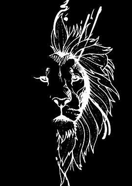 Half Lion Face Sketch