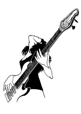 Woman playing a bass guitar