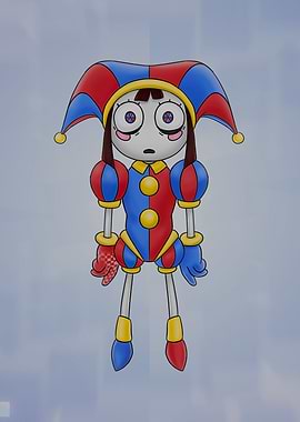 Jester character with red and blue outfit