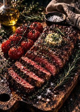 Gourmet Steak Dinner with Tomatoes