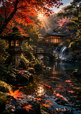 Serene Japanese Garden in Autumn