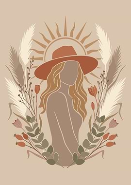 Bohemian Woman with Sun and Flowers