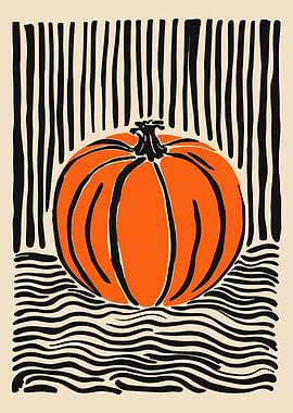Orange Pumpkin with Black Stripes