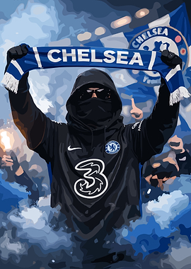 Chelsea Fan with Scarf and Smoke