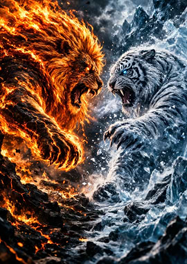 Fire Lion vs. Ice Tiger Battle