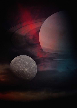 Planets and Nebula in Space