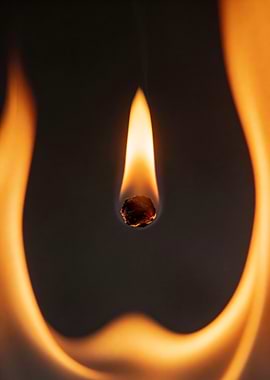 Close-up of a burning match
