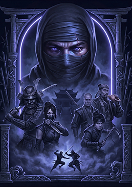 Ninja and Samurai Battle Scene