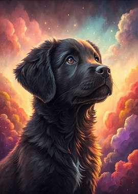 Black Dog in a Dreamy Sky