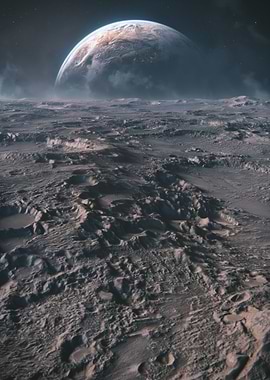 Alien Planet Landscape with Earth