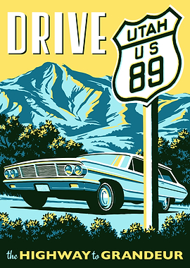 Vintage Utah US 89 Highway Poster