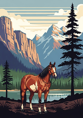 Horse in a Mountain Landscape