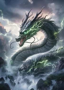 Dragon Amidst Lightning Storm