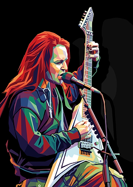 Musician Playing Guitar and Singing