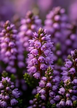 Close-up of purple heather flowers