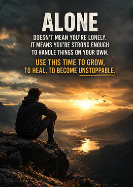 Man on mountain top with inspirational text