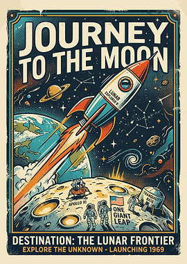 Journey to the Moon Vintage Art