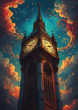 Big Ben Clock Tower in Dramatic Sky