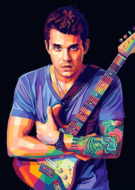 John Mayer with Guitar Pop Art