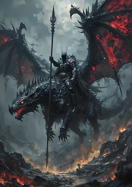 Dark Knight Riding a Dragon