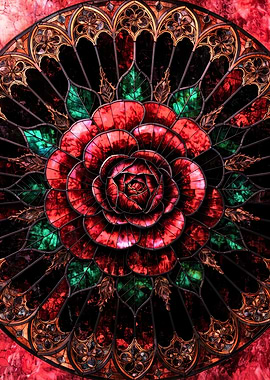 Gothic Stained Glass Rose Window
