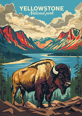 Yellowstone National Park Bison Landscape
