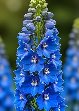 Vibrant Blue Delphinium Flower Spike