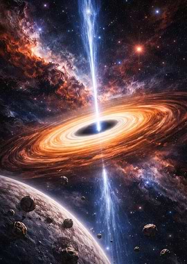 Black Hole with Jets and Planet