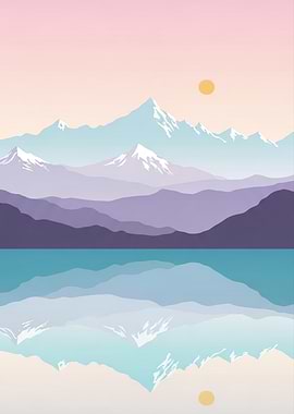 Minimalist Mountain Lake Reflection