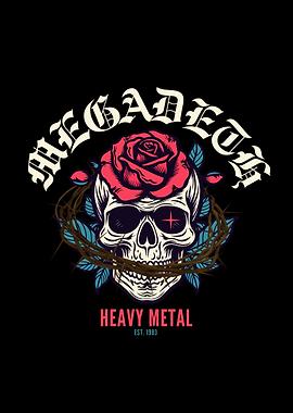 Megadeth Skull Rose Heavy Metal Art