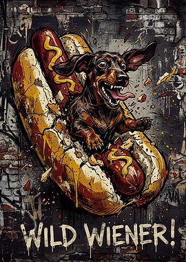 Wild Wiener Dachshund in Hot Dog