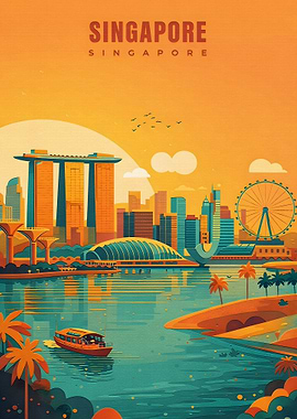 Singapore Skyline Poster