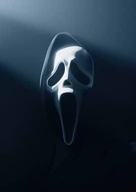 Ghostface Mask in Dramatic Lighting
