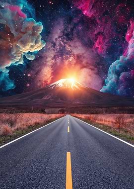 Cosmic Mountain Road to Mount Fuji