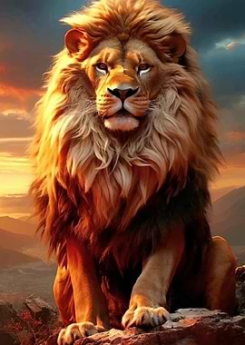 Majestic Lion on Rocky Outcrop