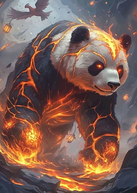 Lava Panda with Fiery Eyes