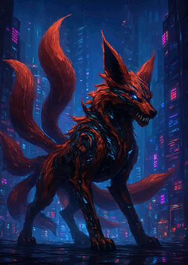 Nine-Tailed Fox in Cyberpunk City