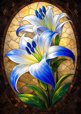 Stained Glass Lilies