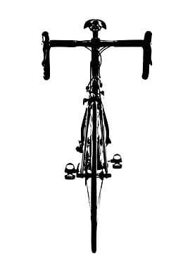 Top-down view of a black bicycle