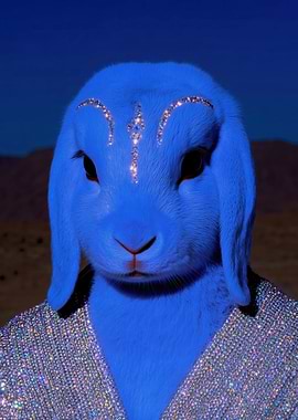 Blue Rabbit with Glitter