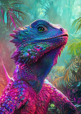 Vibrant Lizard in Lush Jungle