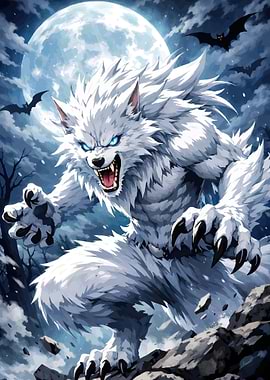 Werewolf howling at the moon