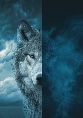 Wolf in Storm and Smoke