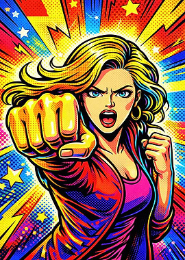 Fierce Woman Punching Forward