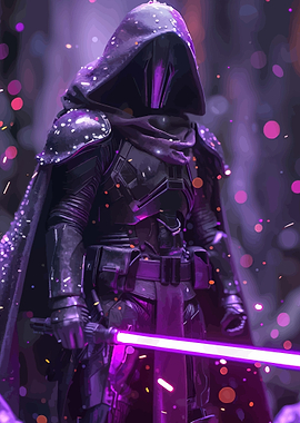 Dark Warrior with Purple Lightsaber