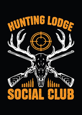 Rustic cabin wall art - 'Hunting Lodge Social Club' hunting season humor poster