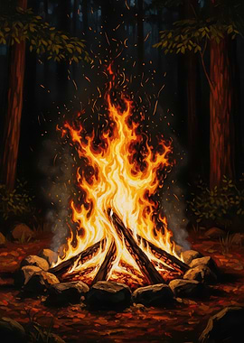 Campfire in a Dark Forest