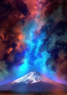 Mount Fuji Under a Cosmic Sky
