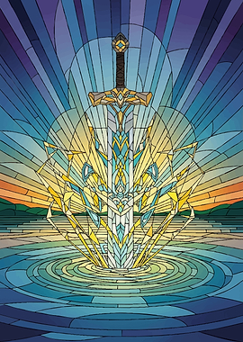 Stained Glass Sword in Water