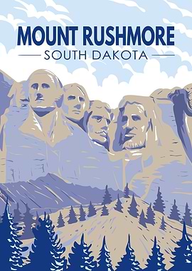 Mount Rushmore South Dakota Vintage Poster